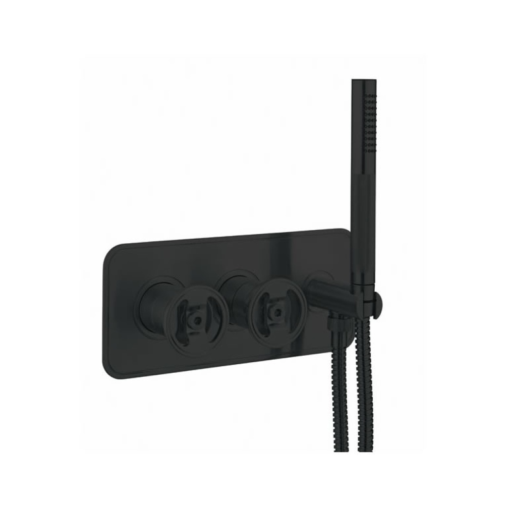 Cutout image of Crosswater UNION Matt Black Dual Shower Valve & Handset